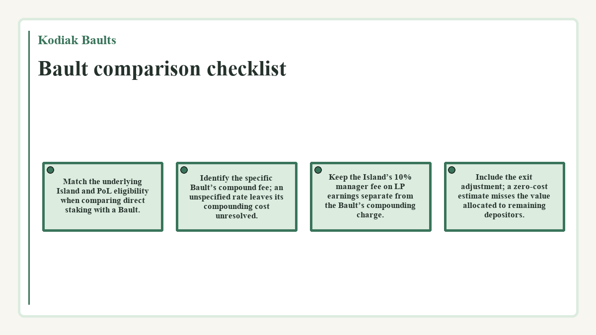 Diagram: Kodiak Baults: Bault comparison checklist